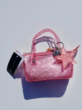 NWT Madden Girl Pink Glitter Jelly Mini Tote Crossbody Bag Starfish Charm